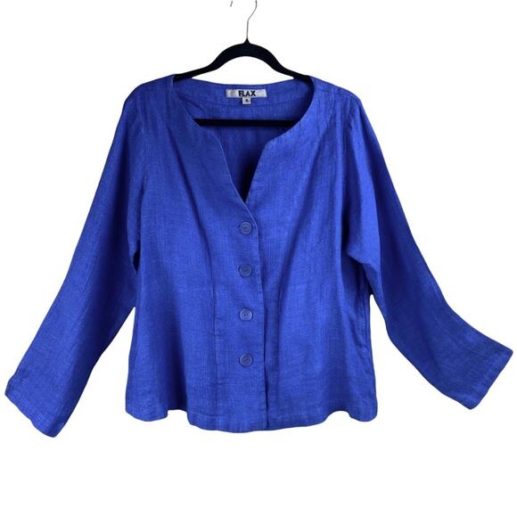Flax 100% linen women’s button front jacket size S lagenlook - Picture 1 of 8